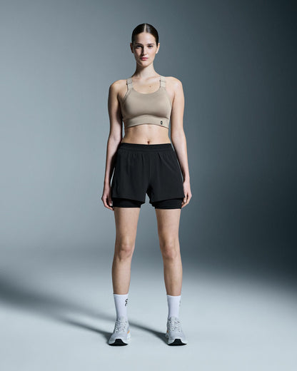 On United States Smart Buy / Women's 3" Performance 2/1 Shorts - Black
