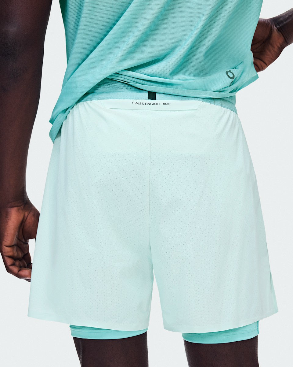 On United States Best Seller / Men's 5" Performance 2/1 Shorts - Flurry/Aquamarine